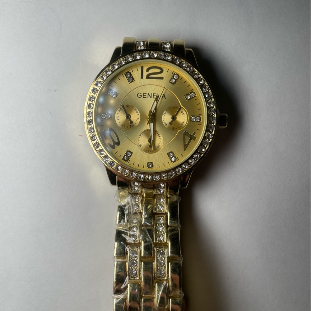 Geneva Gold and Silver Crystal Watch